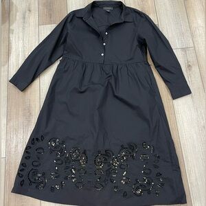 Tamari Black Shirt Dress Size Medium Cotton Missing belt